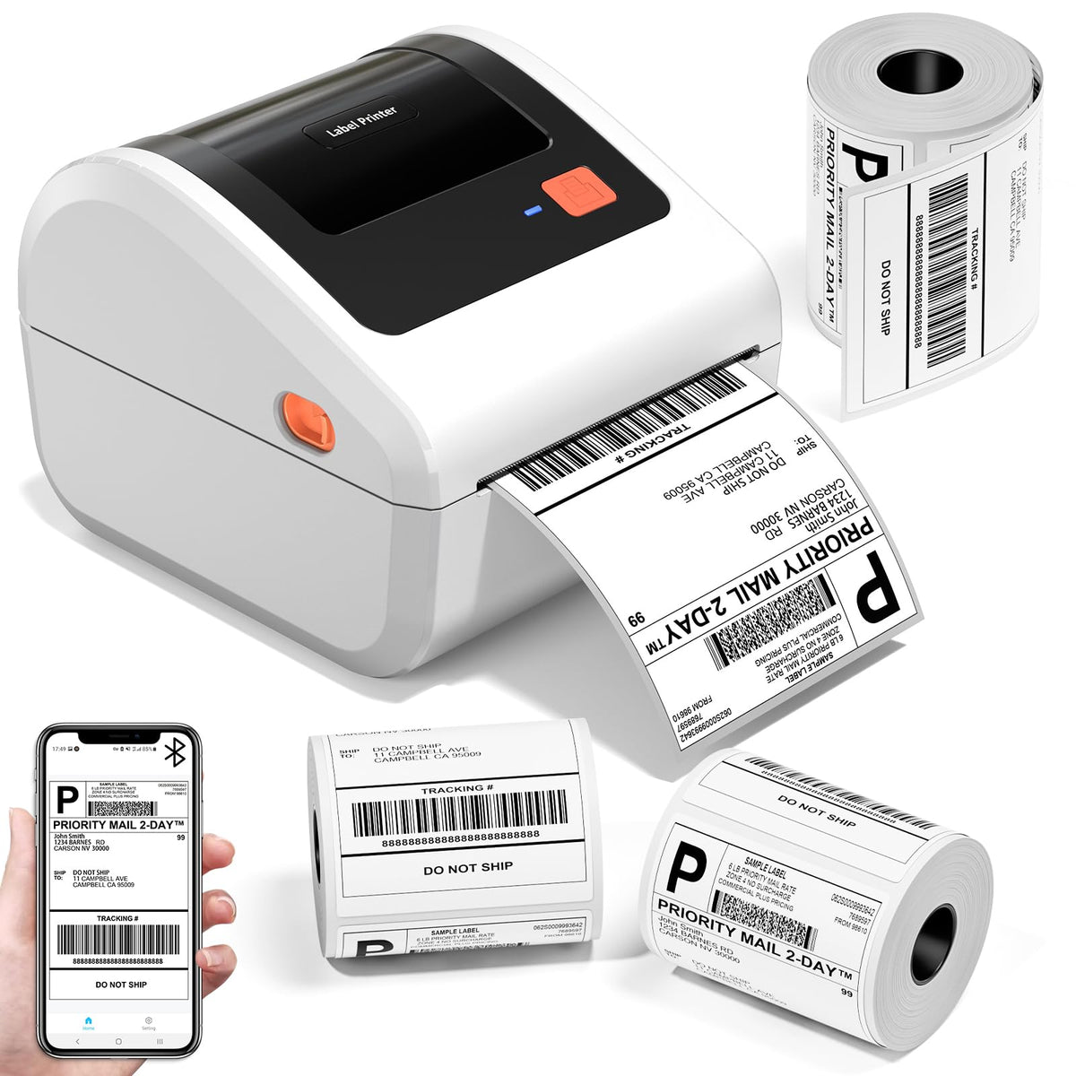 Bluetooth Shipping Label Printer with 750 Pcs Labels
