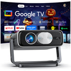 Smart 4K Projector [Bundled with Google TV Stick] with WiFi and Bluetooth, 3000ANSI, Auto Lens Cap, Portable Outdoor Movie Projector with Built-in Apps Auto Focus for Ceiling/Home Theater/Bedroom