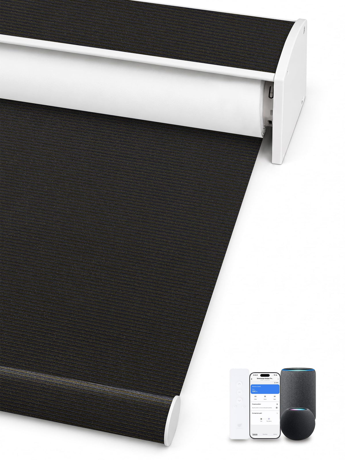 SmartWings Motorized Smart Roller Shades, 100% Blackout Essential Grey