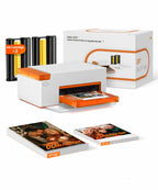 Liene Amber M110 Bluetooth Portable Photo Printer for iPhone, Thermal Dye Sublimation, Includes 80 Sheets, 60 4x6 Inch Sheets, 20 3 Inch Square Sticker Sheets and 2 Cartridges