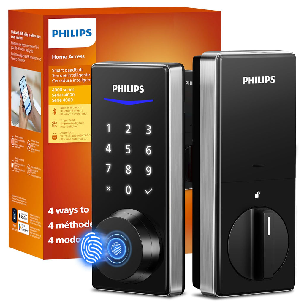 Philips Fingerprint Smart Lock, Keyless Entry Door Lock, Smart Door Locks for Front Door, Keypad Deadbolt, APP Control, 9-Month Long Battery