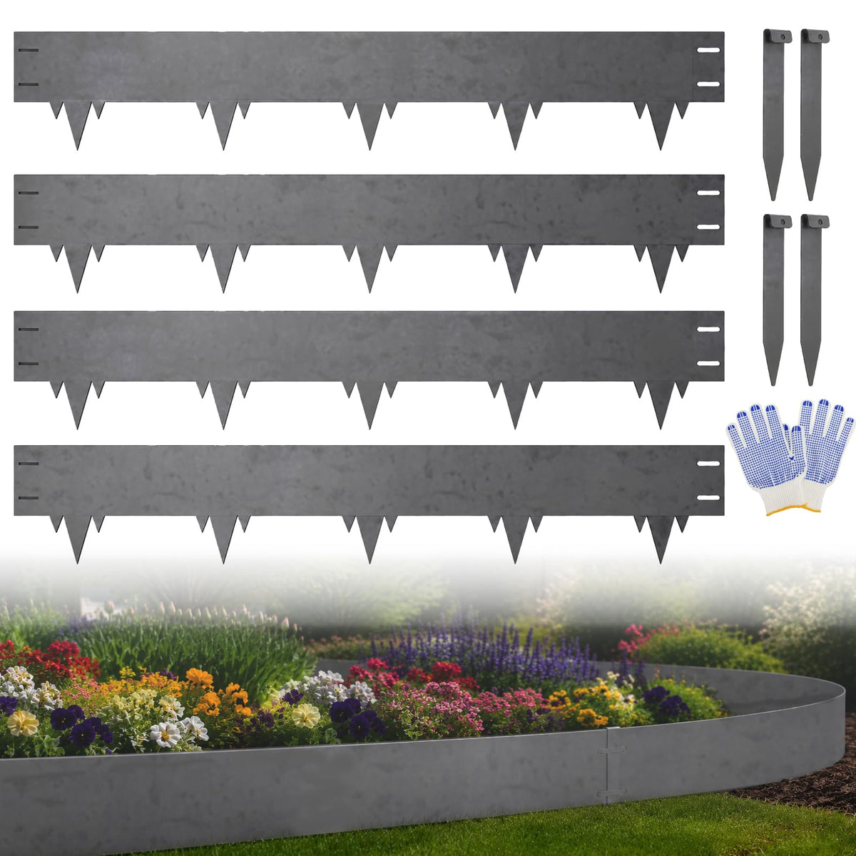 50FT Metal Landscape Edging, 15-Pack 40"L x 6.5"H Rust-Proof Border