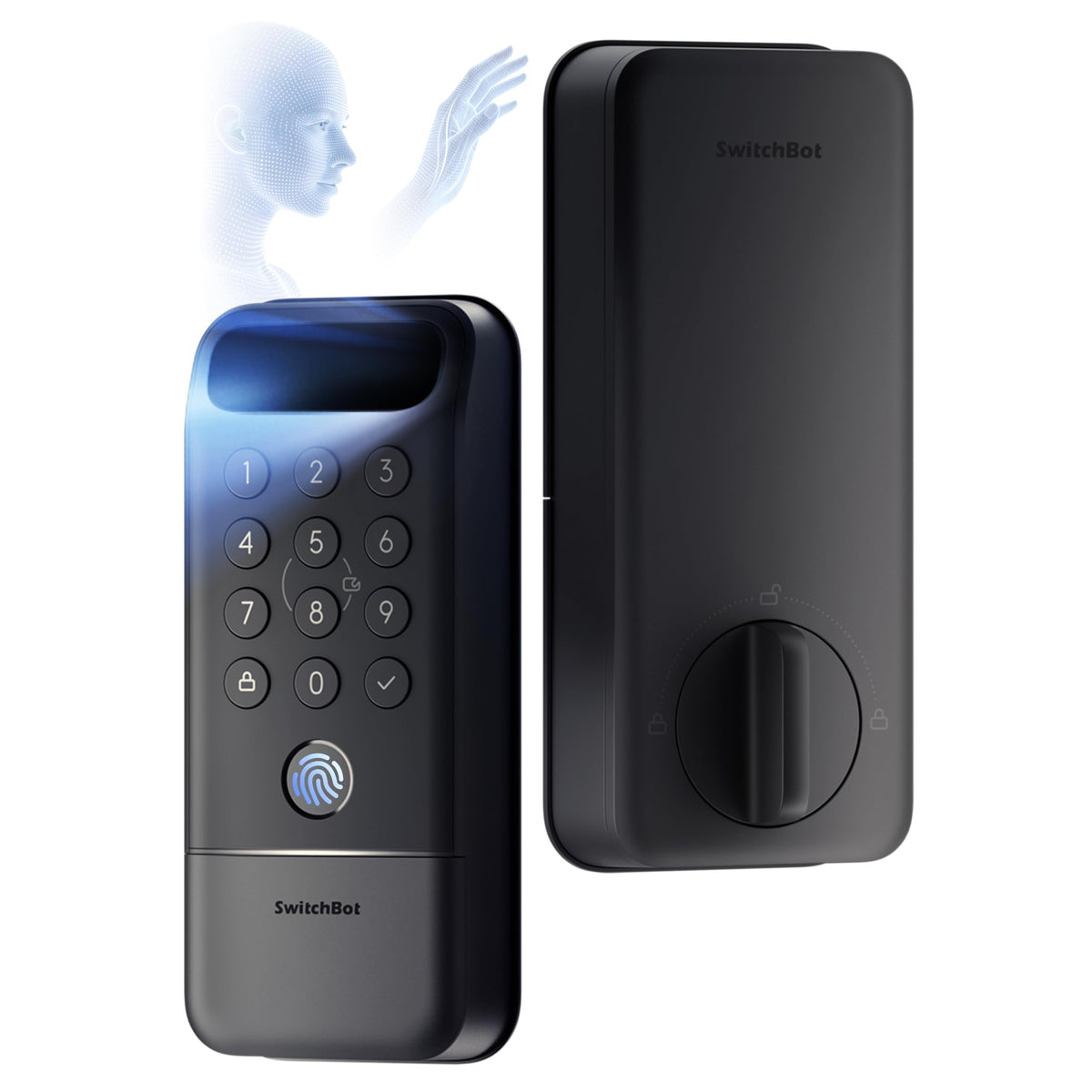 SwitchBot Lock Vision Pro Smart Lock, 3D Face Recognition + Palm Vein + Fingerprint, Keyless Entry Deadbolt for Front Door, 12-Month Battery, WiFi No Hub, Auto-Lock, Matter, Apple Home, Alexa, Google