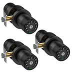 3 Pack Black Key Alike Keyless Electronic Door Knobs with Backlit Keypad, Heavy-Duty Lock, Auto-Lock, Weather Resistant