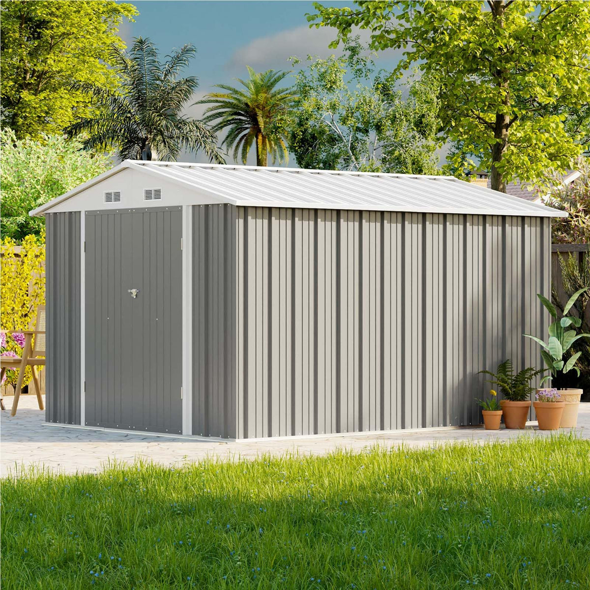 Patiowell 3x3 FT Outdoor Storage Shed, Metal Sheds, Black