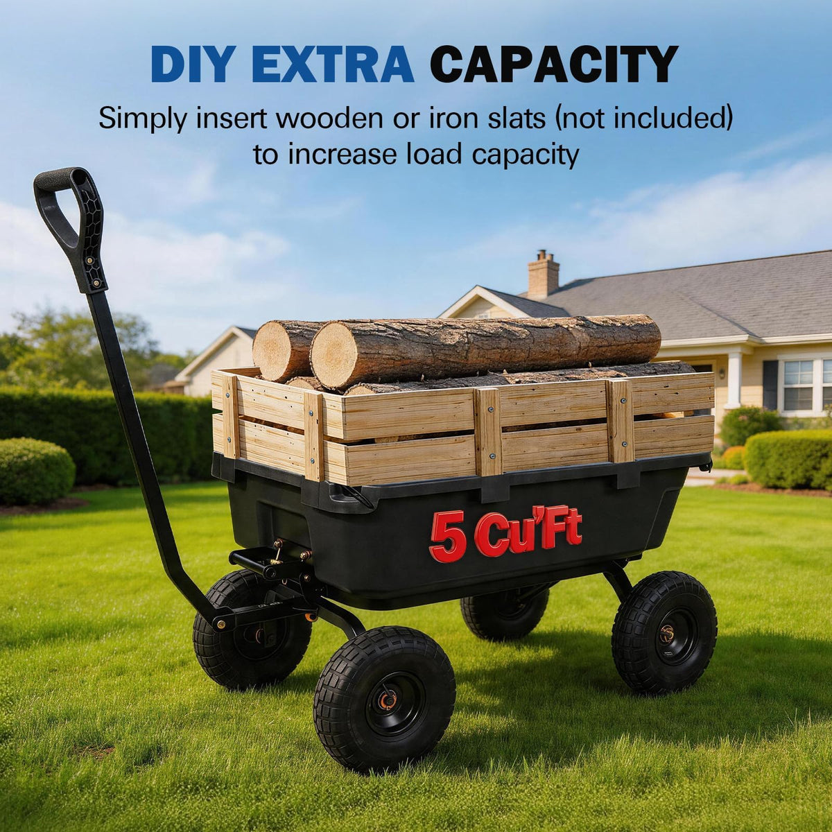 BILT HARD 900 lb 5 Cu. Ft. Poly Dump Cart with 10 in All-Terrain Tires