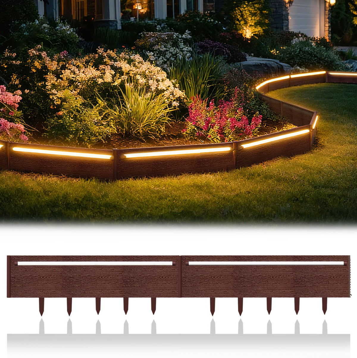20FT Landscape Lighting Edging, 10 Pcs No Dig Garden Border