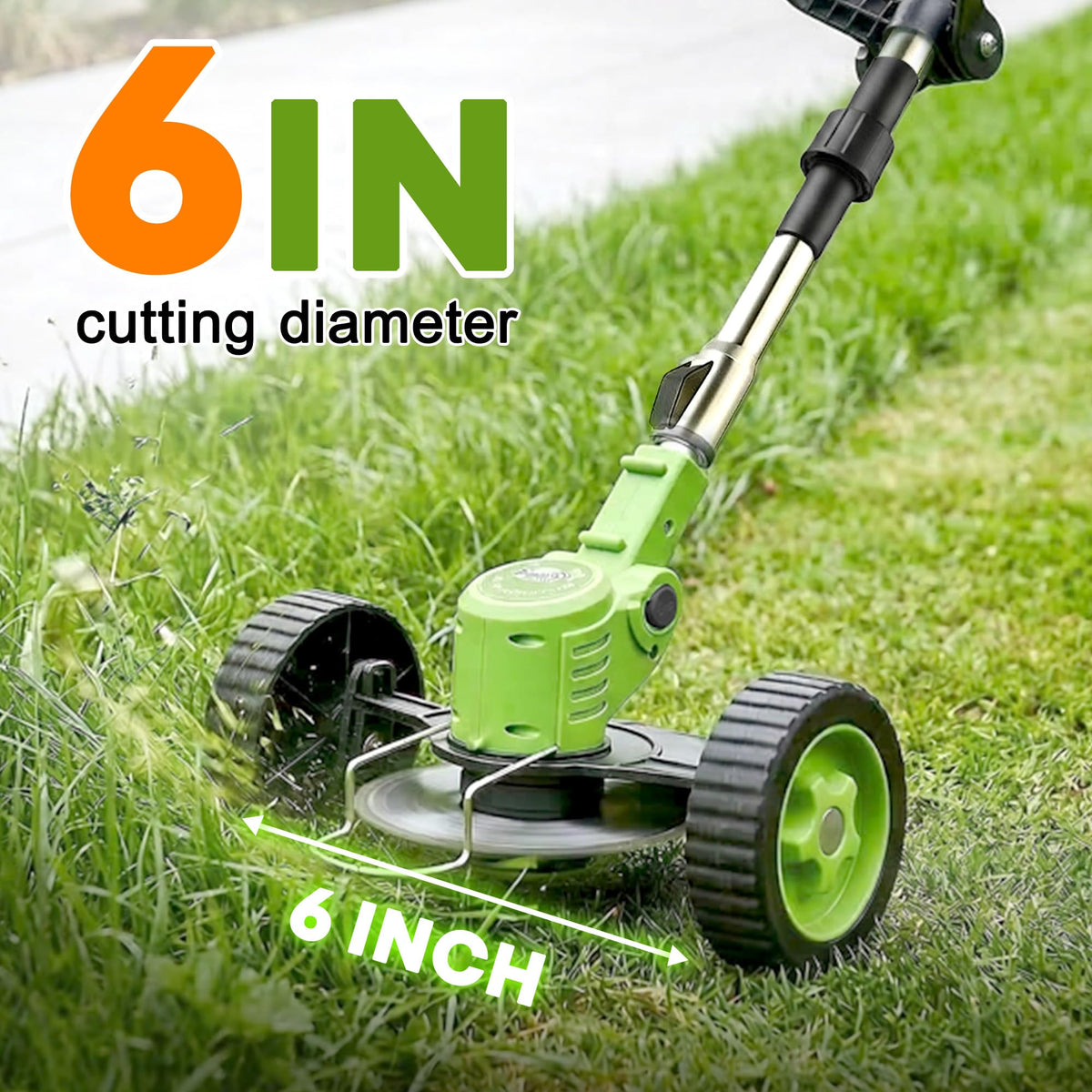 Cordless Electric Weed Wacker with Wheels, 3-in-1 Grass Trimmer & Brush Cutter & Lawn Edger, 3 Types Blade, 2X2000mAh Batteries, Lightweight String Trimmer for Garden and Yard Lawn, Gifts for Seniors