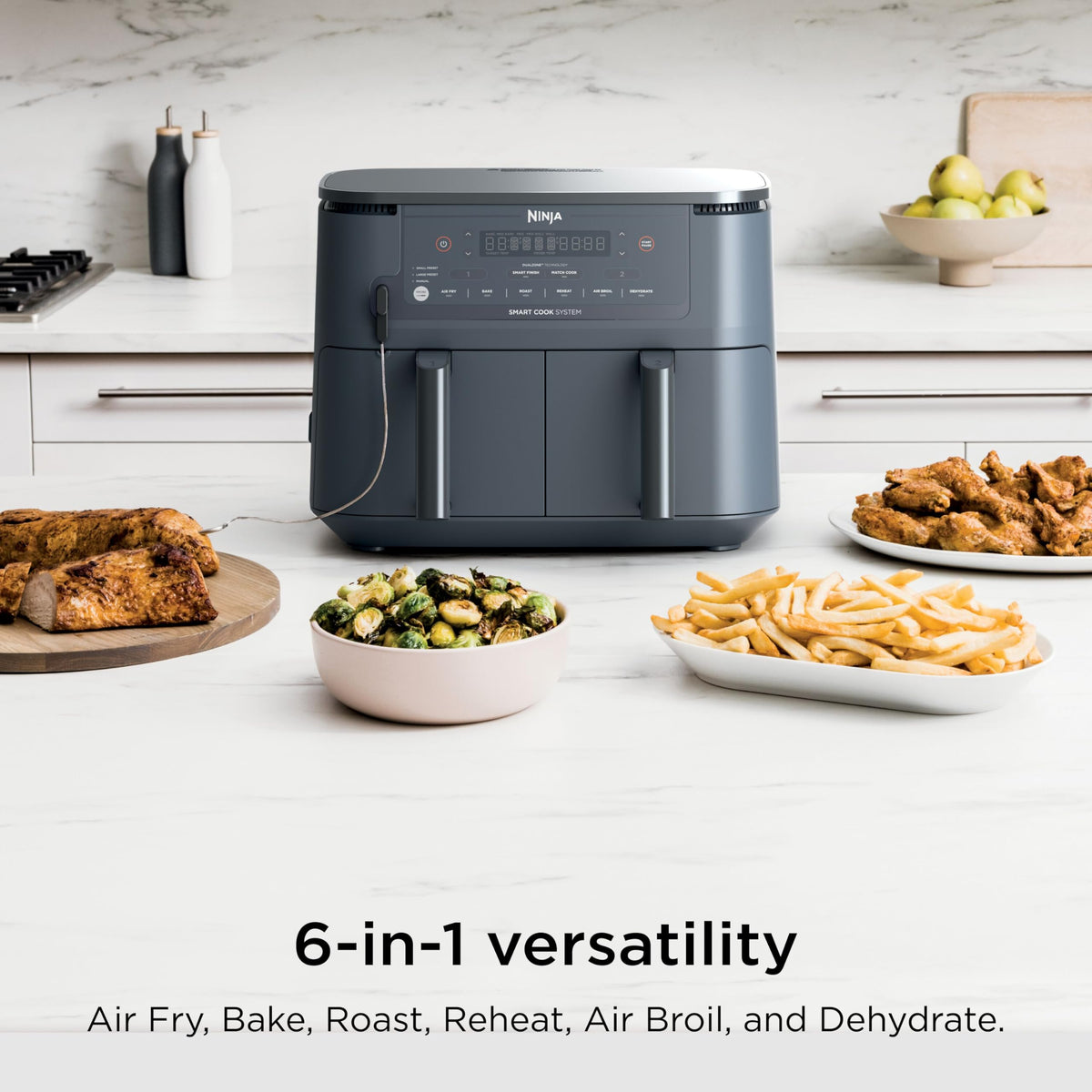 Ninja Foodi Air Fryer, 10 Qt DualZone Smart XL, 6-in-1, Grey, DZ550GY