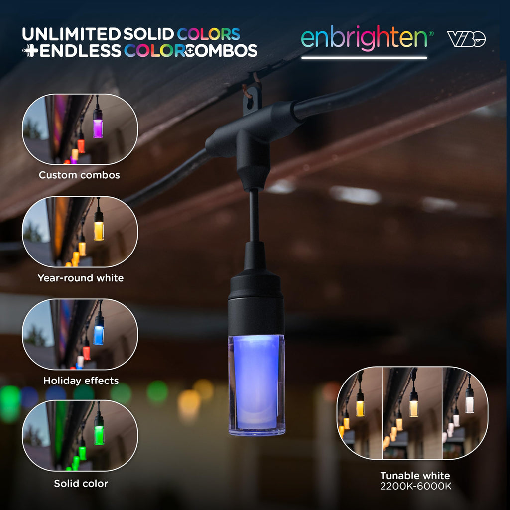 Enbrighten Modern Outdoor String Lights, 48ft, 24 Bulbs