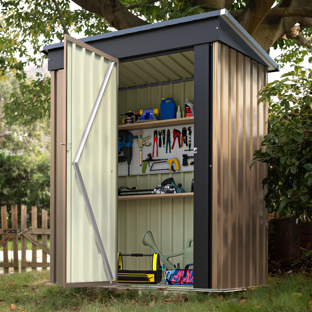 Devoko 10x8 FT Outdoor Storage Shed, Brown