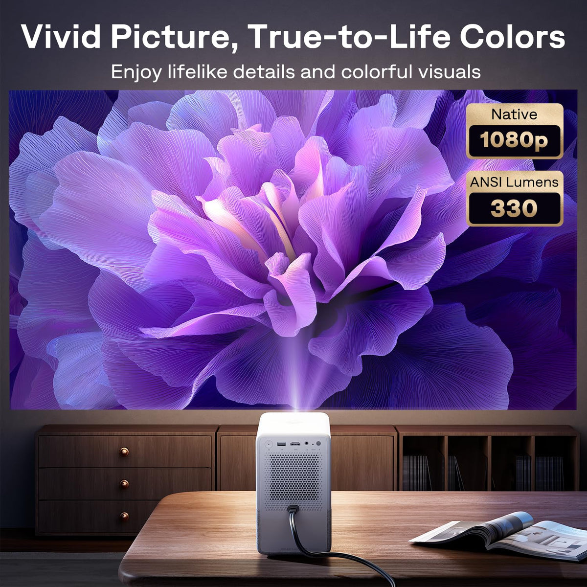 Aurzen Roku TV D1R Cube 1080P FHD Smart Projector, Sealed Optical Engine