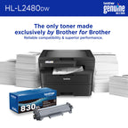 Brother HL-L2480DW Wireless Compact Monochrome Multi-Function Laser Printer with Copy and Scan, Duplex, Mobile, Black & White | Includes Refresh Subscription Trial(1), Works with Alexa