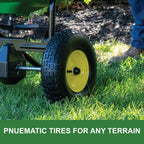 John Deere Push Broadcast Spreader for Fertilizer, Grass Seed and Ice Melt, 130 lb Capacity Lawn & Garden Spreader with 12 Ft Spread Width