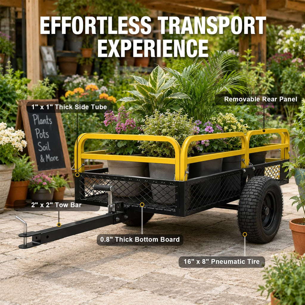 YELLOW JACKET ATV UTV Trailer 1500lbs Tow Behind Dump Cart