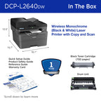 Brother DCP-L2640DW Wireless Compact Monochrome Multi-Function Laser Printer with Copy and Scan, Duplex, Black & White Output | Includes Refresh Subscription Trial(1), (Renewed Premium)