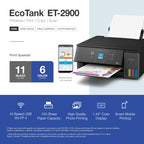 Epson EcoTank ET-2900 Wireless All-in-One Color Supertank Printer with up to 3 Years of Ink, Refillable Tanks, Perfect for Home, 11 PPM, 1.44" Color Screen, Built-in Scanner – Black