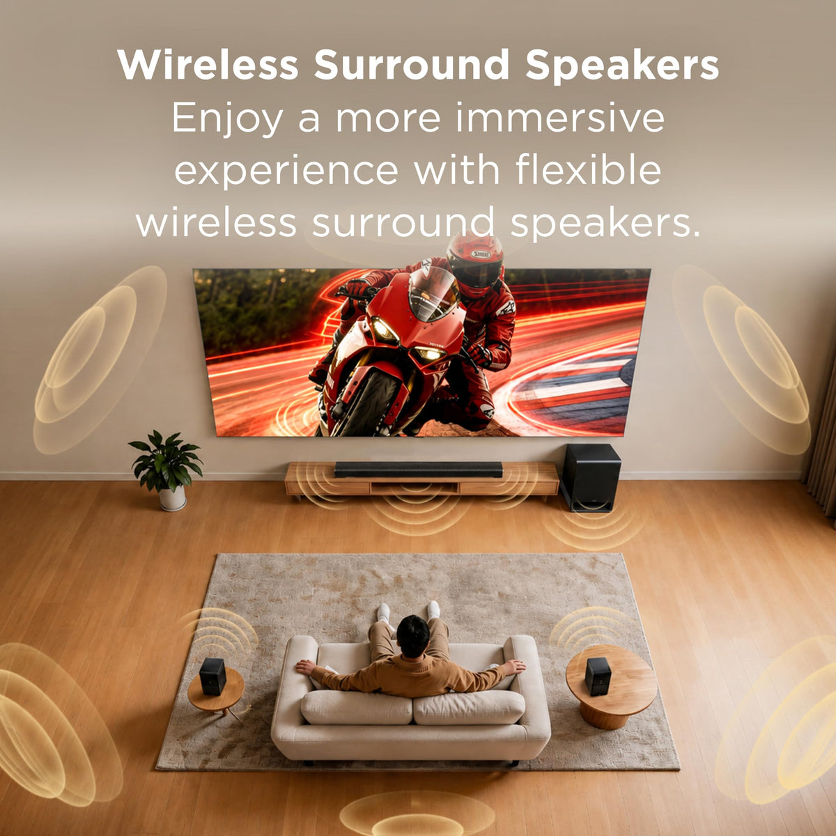 TCL S65K S Series 5.1 Channel Soundbar System with Dolby Atmos, DTS:X, Wireless Subwoofer, Wireless Surround Speakers, Bluetooth Music Streaming, and AI Sonic Auto Room Calibration