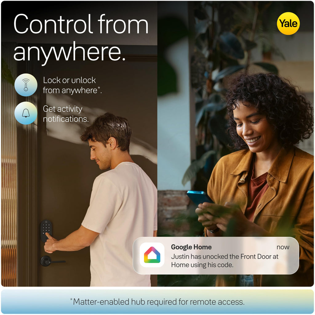 Yale Smart Lock Deadbolt with Google Matter, Keyless Entry, Matte Black