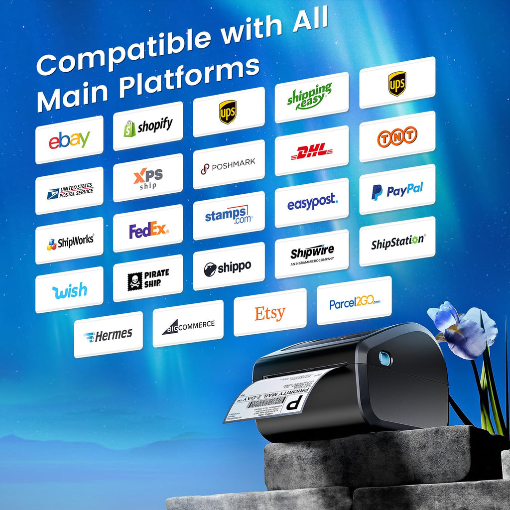 Bluetooth Shipping Label Printer with 750 Pcs Labels