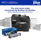 Brother Professional Laser Printer with Scanner, High-Speed 36 ppm Monochrome All-in-One, Wireless Duplex Printing and Scanning, Cloud-Ready 3.5 in Touchscreen for Small Business (MFC-L2900DW)