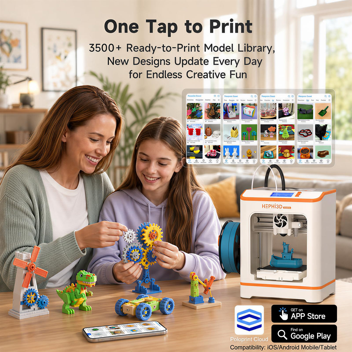 TINA2C 3D Printer Beginner Friendly, Easy-Ready to Print in 5 Mins