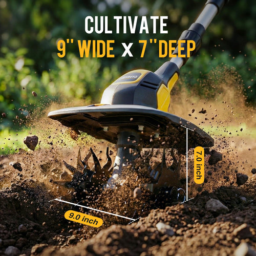 20V Cordless Tiller Cultivator, with 2 * 4.0Ah Batteries & Charger