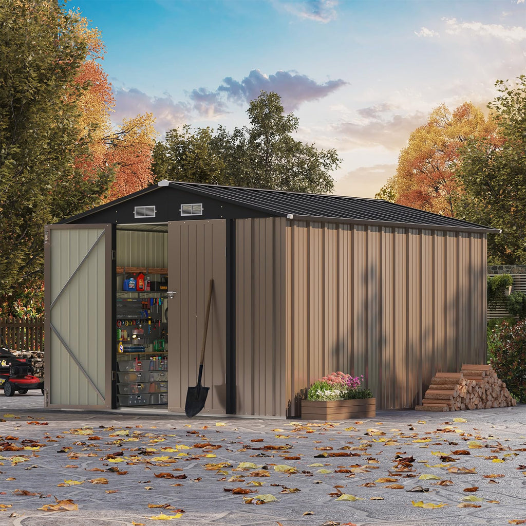 Patiowell 3x3 FT Outdoor Storage Shed, Metal Sheds, Black