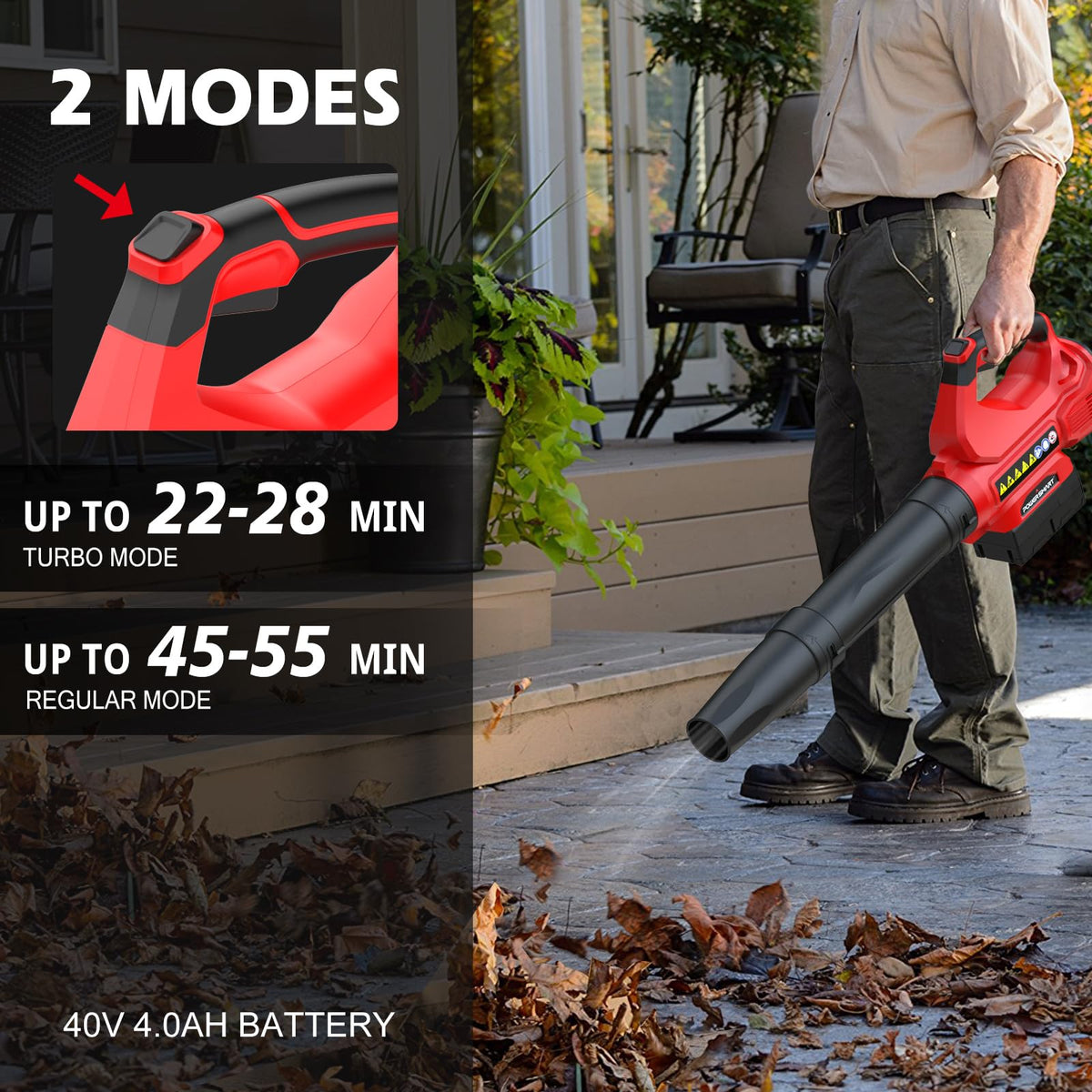 PowerSmart 40V 21" Cordless Lawn Mower + 465 CFM Leaf Blower, 3 Batteries