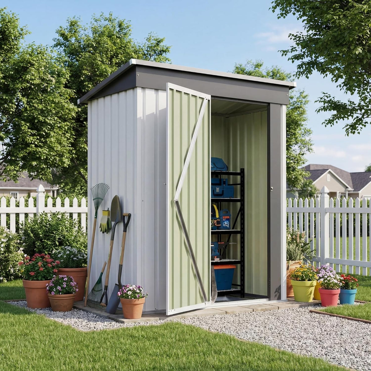 Patiowell 5x3 FT Outdoor Storage Shed with Floor Frame, Small Metal Sheds