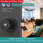 3 Pack Black Key Alike Keyless Electronic Door Knobs with Backlit Keypad, Heavy-Duty Lock, Auto-Lock, Weather Resistant