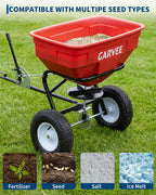 Tow Behind Broadcast Spreader, 130LBS, Universal Hooks Tow/Push Garden Spreader for UTV, ATV, 30 Adjustable Settings, 9.8 ft Spreading Width, Lawn Spreader for Seed, Fertilizer, Salt, Ice Melt