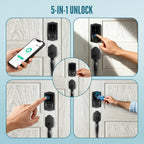 Smart Fingerprint Front Door Lock Set with Handle, Built-in WiFi App Remote & Voice Guidance, Keyless Entry Deadbolt with Touchscreen Keypad, Easy Installation, door locks for front door, Matte Black