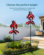 Yard Garden Wind Spinners - Large Outdoor Metal Wind Spinners with Stake, Yard Art Lawn Garden Decor (19" W x 87" H)