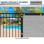 Windscreen4less Fence Privacy Screen 9' x 17' Heavy Duty Windscreen Fencing Mesh Fabric Cover for Patio Garden Backyard Lawn Carport Pool Fence, Light Gray