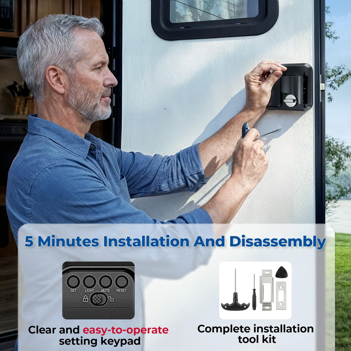 ONNAIS Keyless RV Door Lock - Fits Most Trailers & 5th Wheels