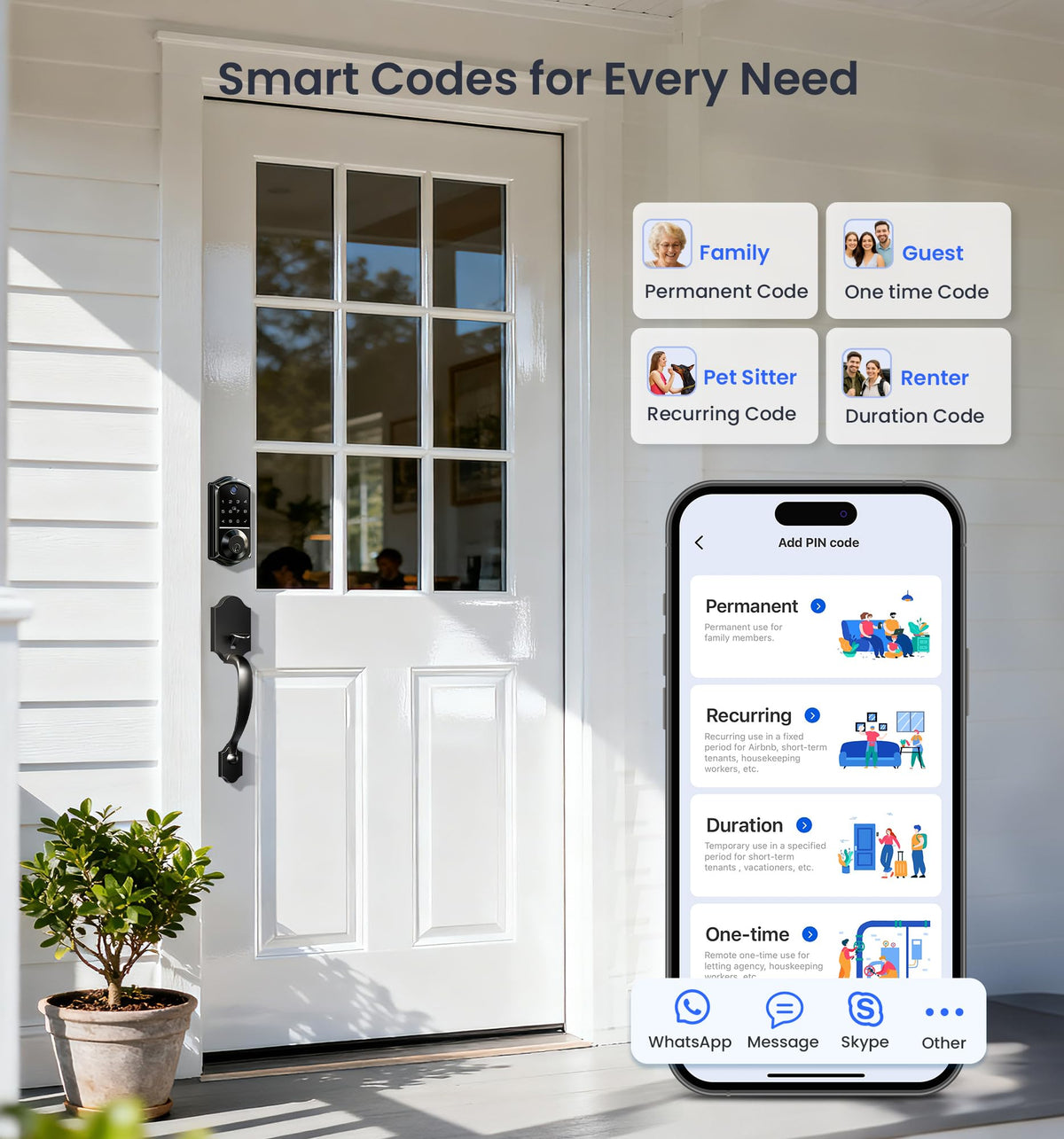 Veise VE017-H 8-in-1 Fingerprint Smart Front Door Lock Set, Matte Black