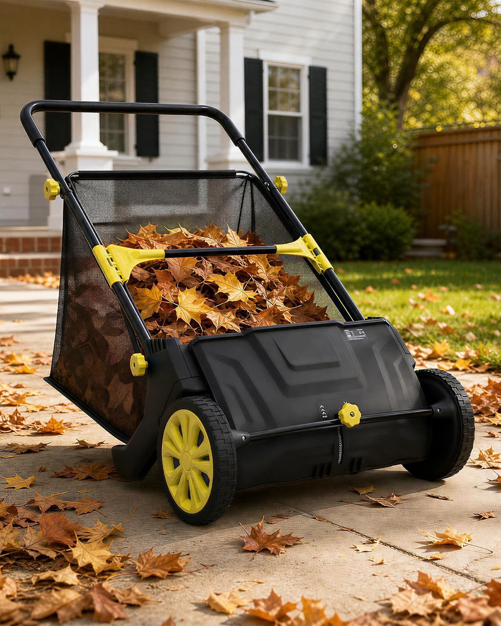 IDEALHOUSE Push Lawn Sweeper 26 Inch with Large 7 cu.ft. Hopper Bag