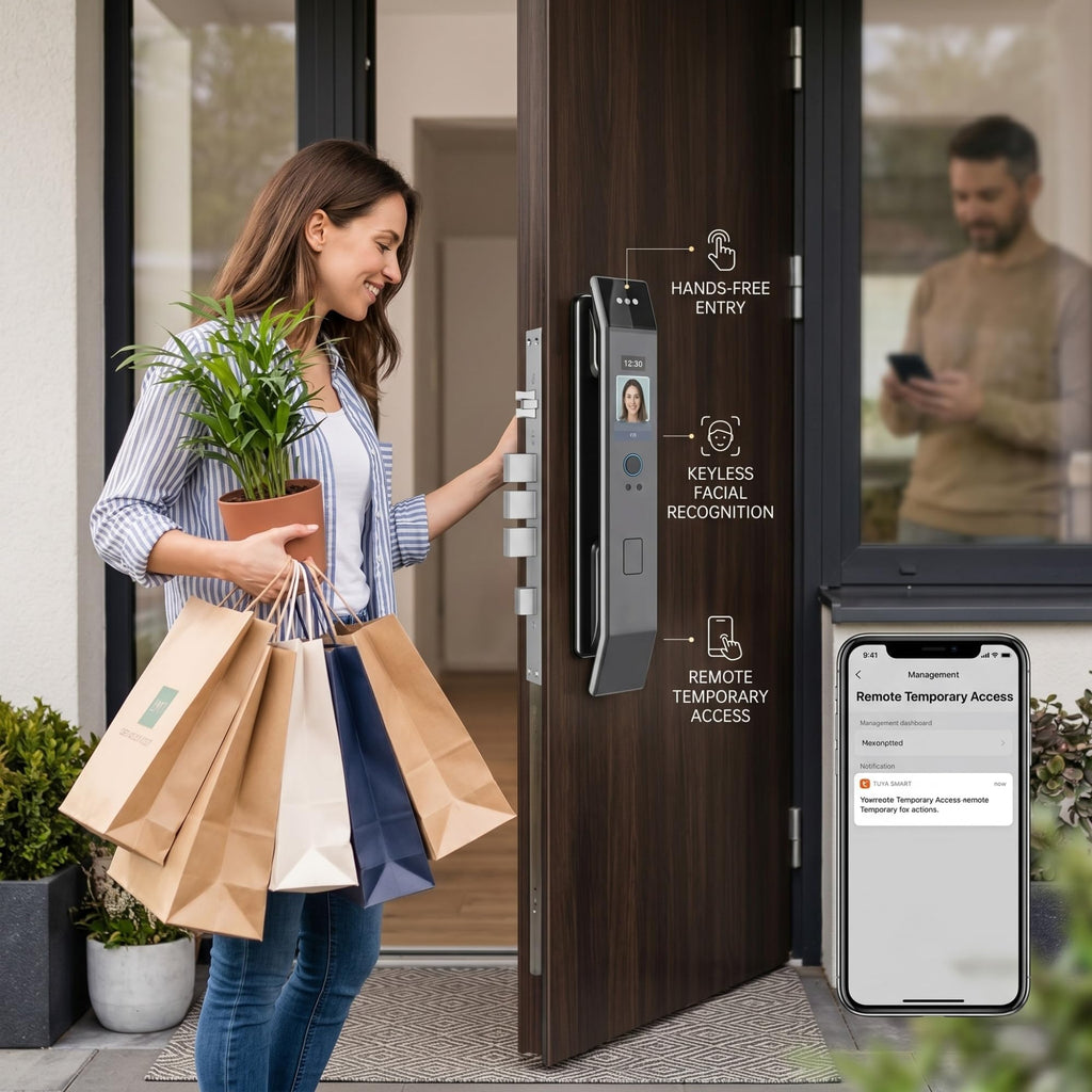 Smart Door Lock with Facial Recognition, WiFi Camera and Tuya App, Keyless Entry Electronic Door Lock for Smart Home Security