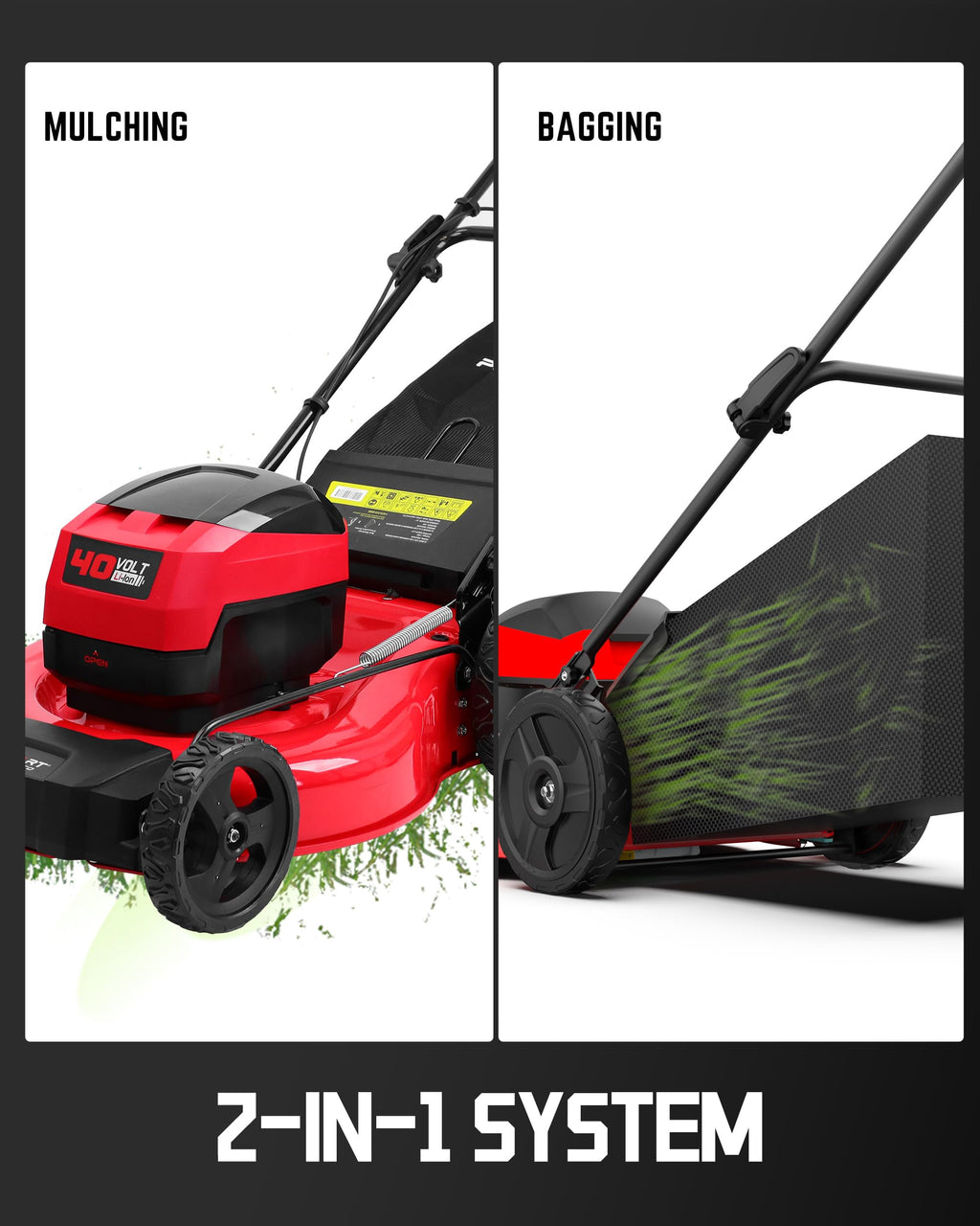 PowerSmart 40V 21" Cordless Lawn Mower + 465 CFM Leaf Blower, 3 Batteries