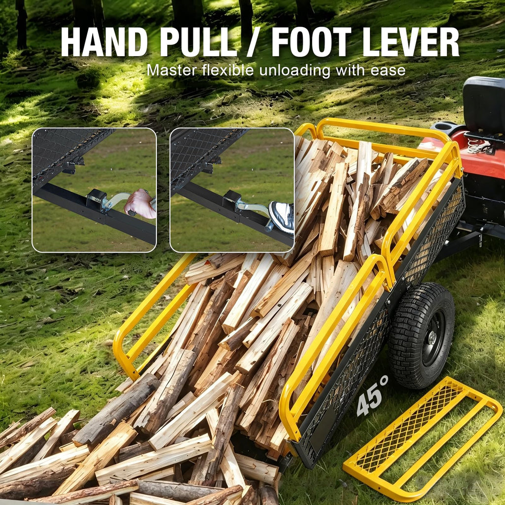 YELLOW JACKET ATV UTV Trailer 1500lbs Tow Behind Dump Cart