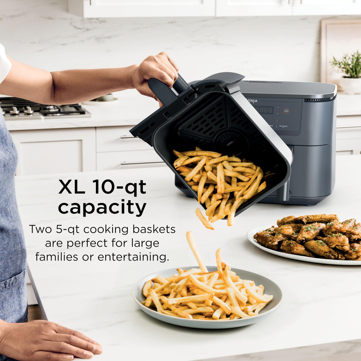 Ninja Foodi Air Fryer, 10 Qt DualZone Smart XL, 6-in-1, Grey, DZ550GY