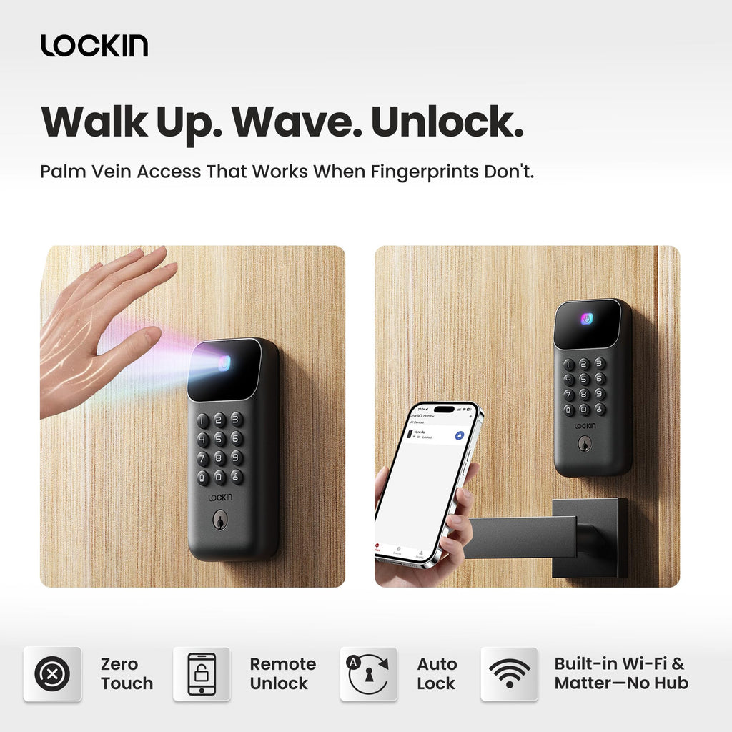 Veno Go, Palm Vein Keyless Entry Smart Lock, 7-Month Battery
