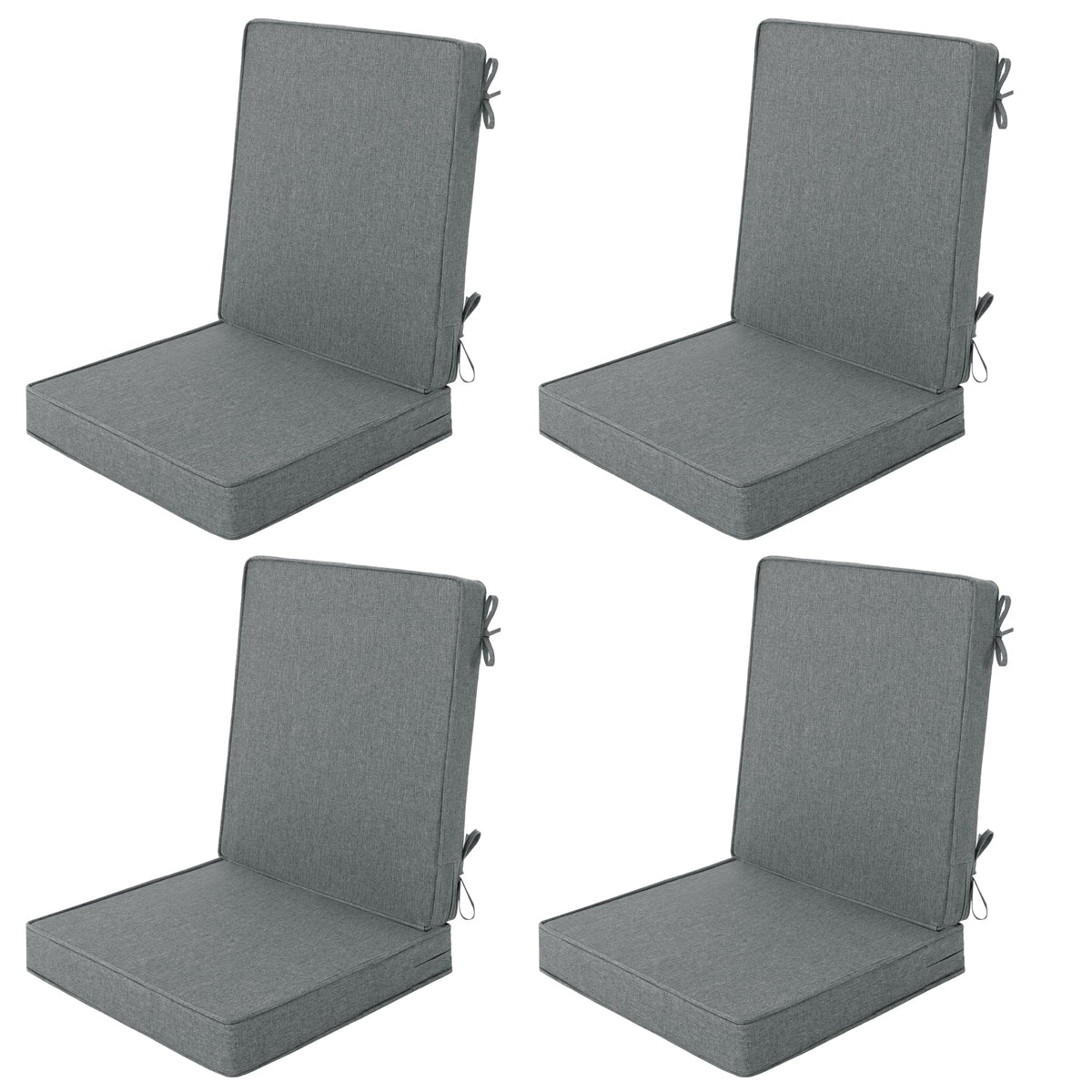 Outdoor Chair Cushions 20x20 Inch, Set of 4, Dark Grey