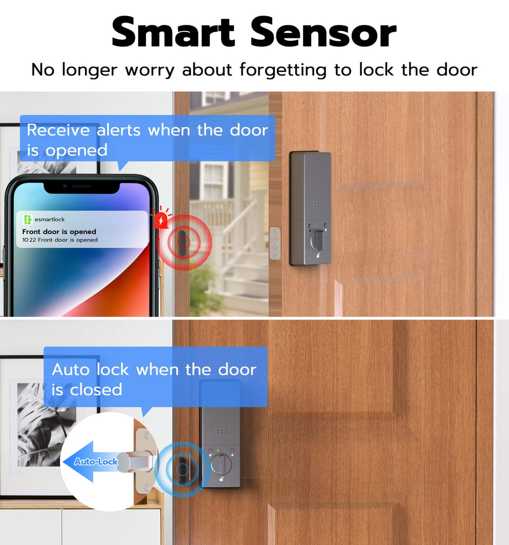 Anweller Palm Vein Smart Lock, Keyless Entry Door Lock for Front Door, Smart Deadbolt with Display Screen, Built-in WiFi, 10000mAh Battery, Keypad Code, RFID Card, Auto Lock