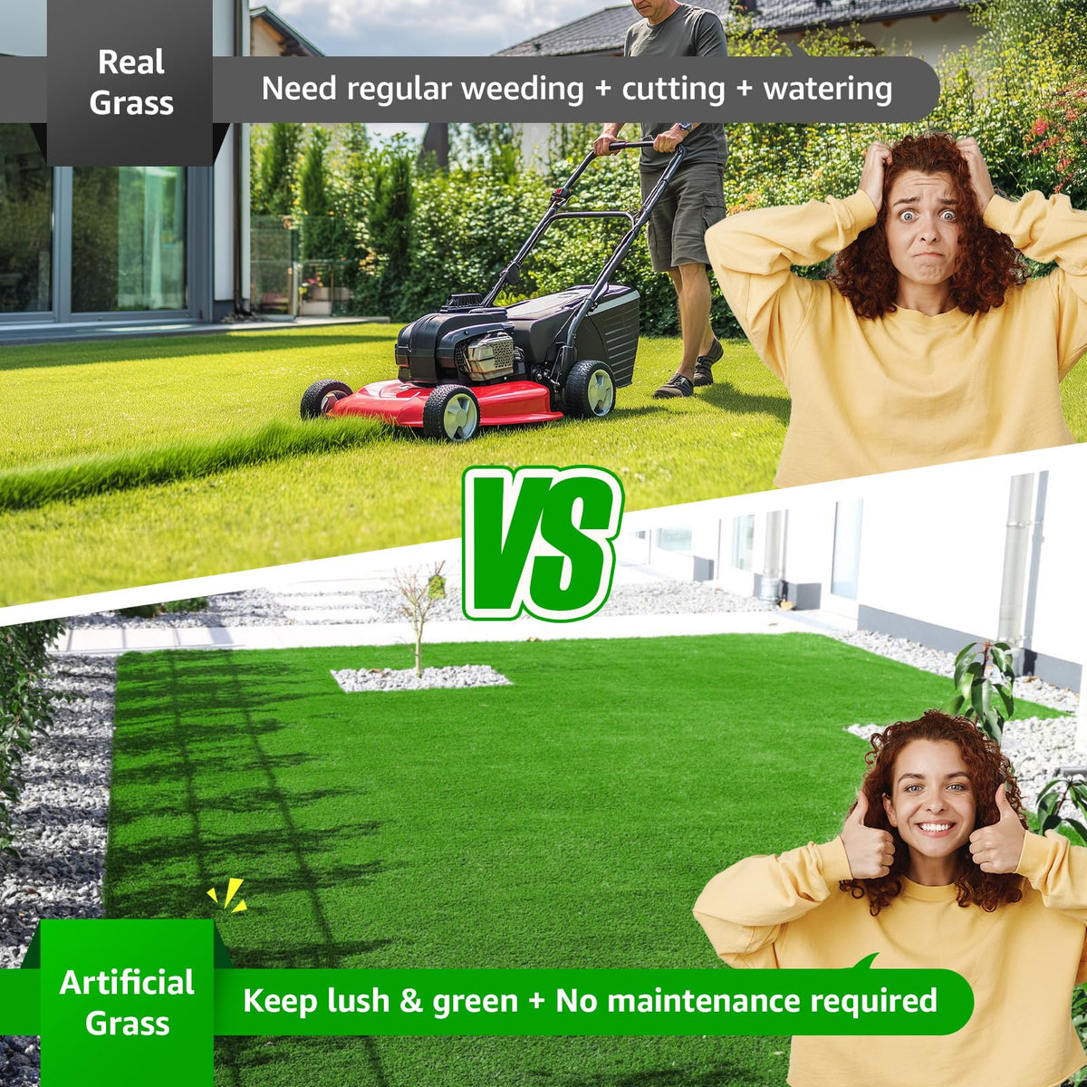 Artificial Turf Grass Outdoor 7x15FT, Fake Grass with Drainage Holes