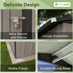 Patiowell 6x4 FT Outdoor Storage Shed, Metal Storage Sheds, Brown