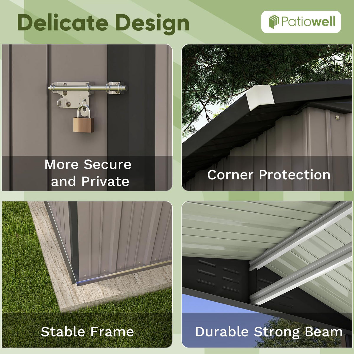 Patiowell 6x4 FT Outdoor Storage Shed, Metal Storage Sheds, Brown