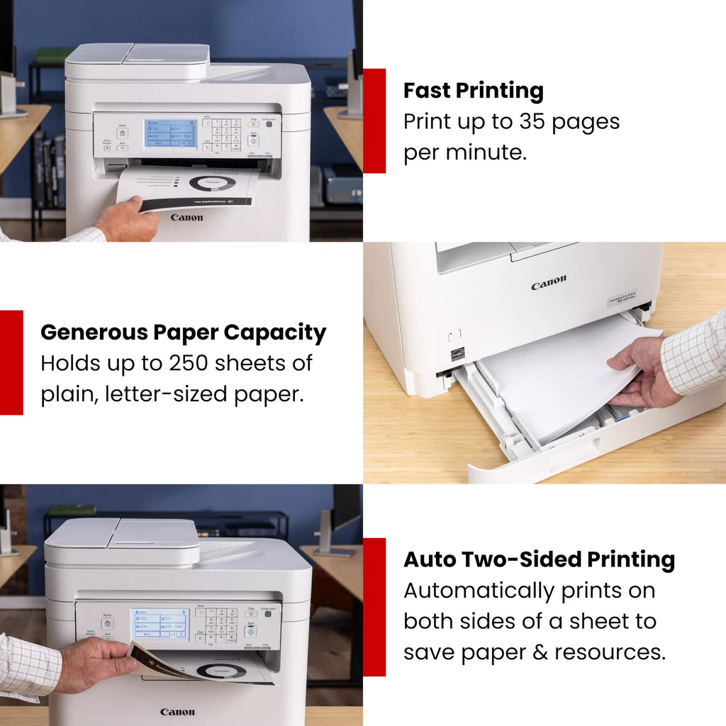 Canon imageCLASS MF287dw - Monochrome, Duplex, Wireless Laser Printer, All-in-One Print, Copy, Scan, Fax, Auto Document Feeder, 1 Year Limited Warranty, 35 PPM, White