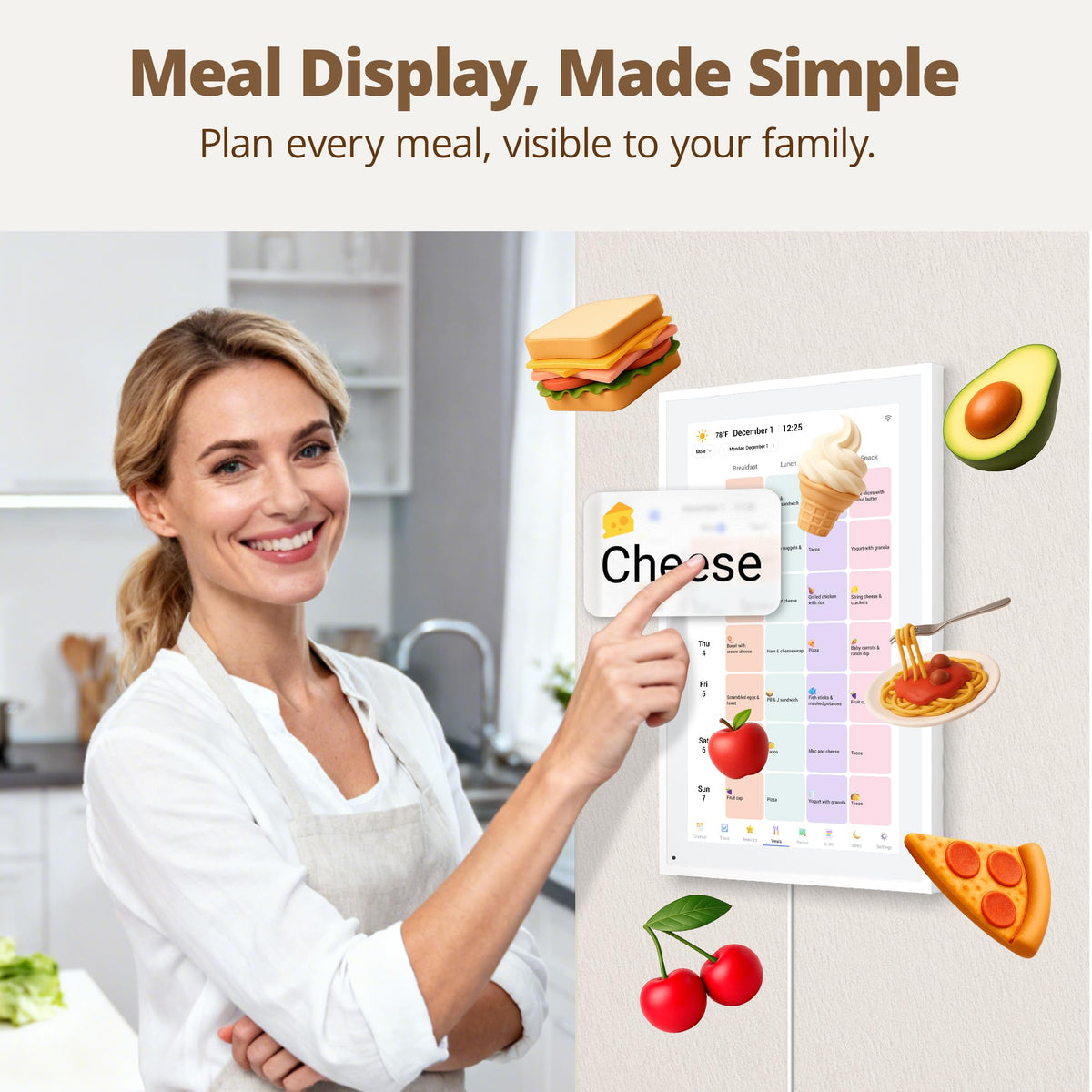 Dragon Touch 15.6" Digital Calendar & Chore Chart for Family, 1080P Smart Planner with Touchscreen, Real-Time Sync with Google, Outlook & iCloud, No Monthly Fee, Digital Picture Frame, Wall & Desk Mountable, White